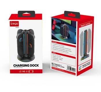 iPega SW2052 Charger Dock with RGB Зарядное устройство для JoyCon Controllers Nintendo Switch 2 / чёрный (PG-SW2052)