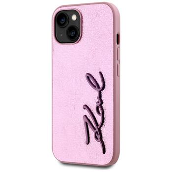 Case Karl Lagerfeld Wrinkled Metal Signature Защитный чехол для iPhone 15 / розовый (KLHCP15SPFMFBKMP)