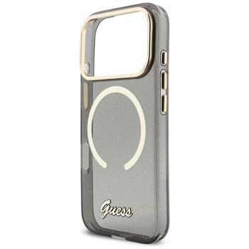Guess IML Glitters Script Strap MagSafe Защитный чехол для iPhone 17 Pro / чёрный (GUHMP17L5HTGSMSK)