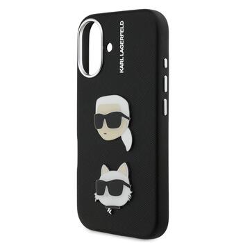 Karl Lagerfeld Grained PU K&CH Heads Case Чехол для Apple iPhone 16 (KLHCP16SPSFDHPK)