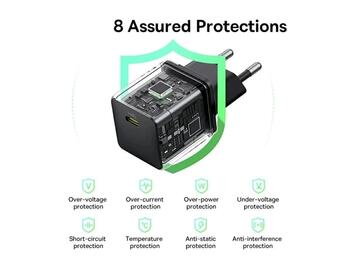 Baseus Palm Fast Charger Зарядное устройство USB-C 20W + кабель для передачи данных USB-C/USB-C 1m / чёрный (P10111602113-01)