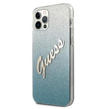 Guess GUHCP12LPCUGLSBL Glitter Gradient Script Aizsargapvalks priekš iPhone 12 Pro Max 6,7