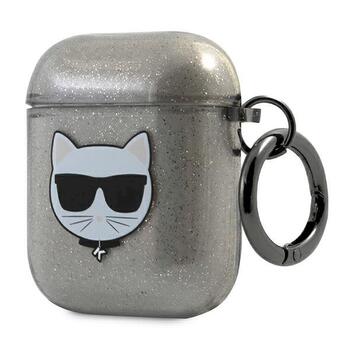 Karl Lagerfeld KLA2UCHGK Aizsargapvalks priekš AirPods Glitter Choupette / melns (KLA2UCHGK)