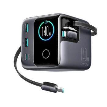 Joyroom JR-TRD01 Desktop Charger GaN Fast Charger U+U+C Зарядное устройство PD 140W PD3.1 PPS AFC SCP FCP QC3.0 со встроенным 2x Type-C кабелем PD 100W / серый (JR-TRD01-GRY)