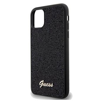 Guess GUHCN61PMSDGSK Hardcase Disco Metal Script Aizsargapvalks priekš iPhone 11 / Xr 6.1