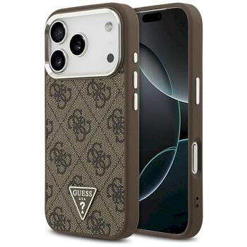 Case Guess 4G Triangle Logo MagSafe Защитный чехол для iPhone 17 Pro / коричневый (GUHMP17LP4TSRCMW)