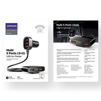 Joyroom JR-CL03 Car Charger 5-in-1 U+U+U+U+U Automašīnas lādētājs 31W / melns (JR-CL03-BLK)