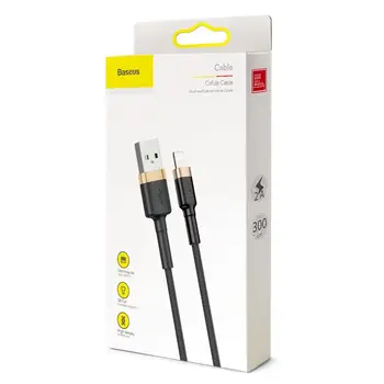 Baseus Cafule USB to Lightning Кабель 2A 3m / золотой-черный (CALKLF-RV1)