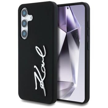 Case Karl Lagerfeld Silicone Metal Signature Logo Защитный чехол для Samsung Galaxy S25 / чёрный (KLHCS25SSCMSMVK)