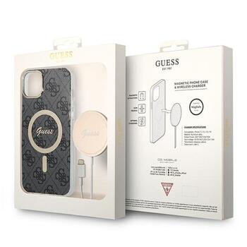 Guess Set GUBPP14MH4EACSK Case+ Charger Aizsargapvalks un lādētājs priekš iPhone 14 Plus / 15 Plus 6.7