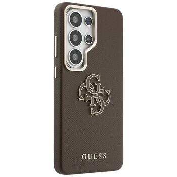 Guess Grained Big 4G Metal Logo Case Aizsargapvalks priekš Samsung Galaxy S26 Ultra / brūns (GUHCS26L5PS4RGGW)