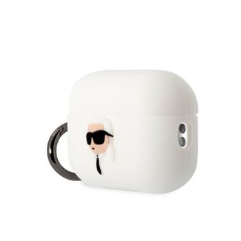 Karl Lagerfeld KLAP2RUNIKH Aizsargapvalks priekš AirPods Pro 2 (2022/2023) Silicone Karl Head 3D / balts (KLAP2RUNIKH)