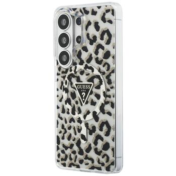 Guess IML Leopard Print Triangle MagSafe Aizsargapvalks priekš Samsung Galaxy S26 Ultra / melns (GUHMS26LHLEGTGLK)