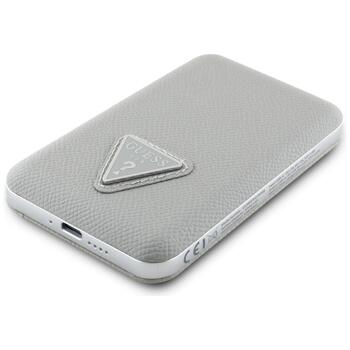 Power Bank Guess Grained Triangle Зарядная батарея 5000mAh 15W USB-C MagSafe Inductive / бежевый (GUPB5FPGTSPSE)