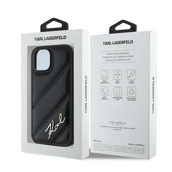 Karl Lagerfeld KLHCP15MPQDSMGK Diagonal Quilted S Aizsargapvalks priekš iPhone 15 Plus/14 Plus 6.7