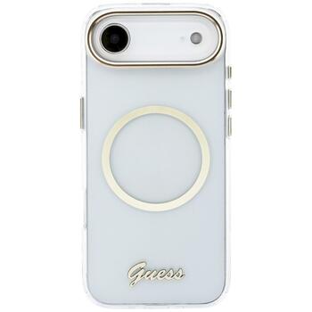 Case Guess IML Script Metal MagSafe Защитный чехол для iPhone 17 Air / прозрачный (GUHMP17M5HTCSMST)