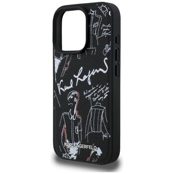 Karl Lagerfeld Grained Pattern & Logo MagSafe Защитный чехол для iPhone 16 Pro Max / чёрный (KLHMP16XPGGRMPK)