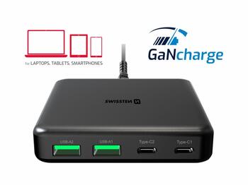 Swissten Desktop GaN Charger Adaperis 2x USB-C / 2x USB / 65W (22057100)