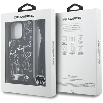 Karl Lagerfeld Crossbody Grained Pattern & Logo Case Aizsargapvalks priekš iPhone 16 Pro Max / melns (KLHCP16XPGGRMPCK)