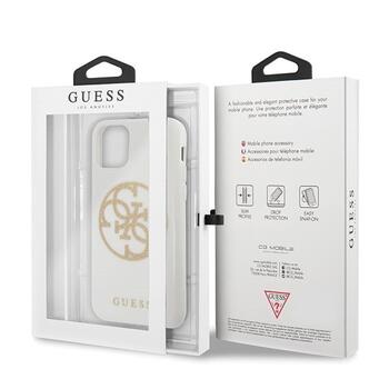 Guess GUHCN65TPUWHGLG Glitter 4G Circle Logo Aizsargapvalks priekš iPhone 11 Pro Max / balts (GUHCN65TPUWHGLG)