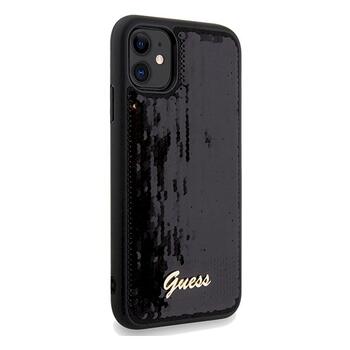 Guess GUHCN61PSFDGSK Sequin Script Metal Aizsargapvalks priekš iPhone 11 / Xr 6.1