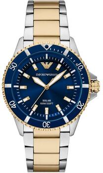 Emporio Armani World Explorer Solar Chronograph Rokas Pulkstenis AR11738 Silver Blue 42mm (AR11738)
