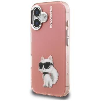 Karl Lagerfeld IML Aquarelle Choupette & Logo Aizsargapvalks priekš iPhone 16 / rozā (KLHCP16SHMCHAQP)