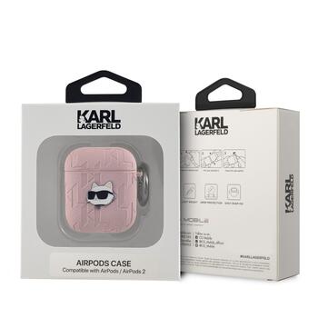 Karl Lagerfeld PU Embossed Choupette Head Case Защитный чехол для AirPods 1/2 / розовый (KLA2PGCHPP)