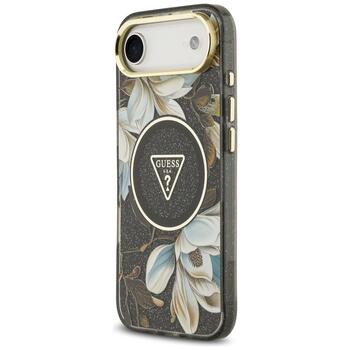 Guess IML Glitter Flowers Triangle MagSafe case Защитный чехол для iPhone Air / чёрный (GUHMP17MHFLPEDK)