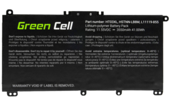 Green Cell HT03XL Аккумулятор для Hоутбука 11.4V / 3400mAh (GC-HP163)