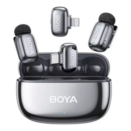 Boya mini 2-01 Беспроводной микрофон с функцией шумоподавления на основе AI разъемами Lightning и USB-C (BOYA-MINI-2-01-GR)