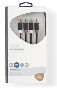 Nedis Audio vads 2x RCA -> 2x RCA 2m Melns (CABW24200AT20)