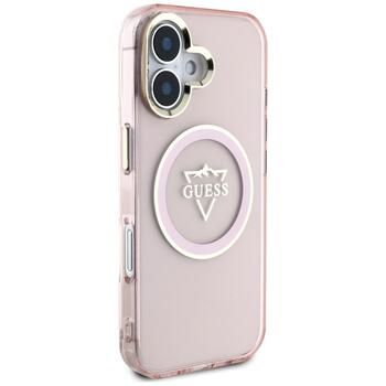 Case Guess IML Metal Mountain Logo MagSafe Aizsargapvalks priekš iPhone 16 / rozā (GUHMP16SHFGTMSLSP)