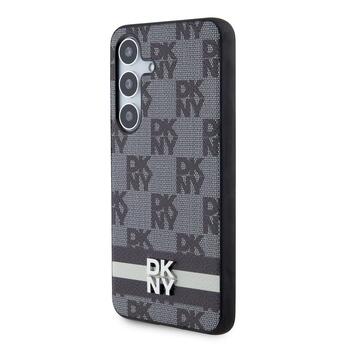 DKNY PU Leather Checkered Pattern and Stripe Case Защитный чехол для Samsung Galaxy S24+ / чёрный (DKHCS24MPCPTSSK)