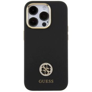 Guess GUHCP15LM4DGPK Silicone Logo Strass 4G Aizsargapvalks priekš iPhone 15 Pro 6.1