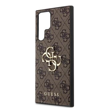 Guess PU 4G Metal Logo Case Aizsargapvalks priekš Samsung Galaxy S24 Ultra / brūns (GUHCS24L4GMGBR)