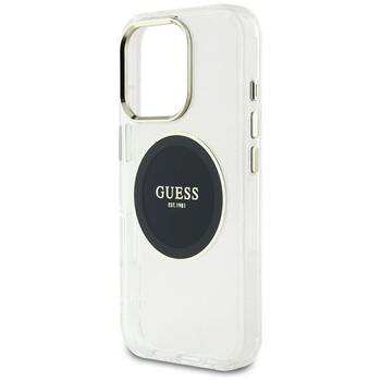 Case Guess IML Metal Colored Circle Classic Logo MagSafe Aizsargapvalks priekš iPhone 16 Pro Max / melns (GUHMP16XHTDRCEDK)