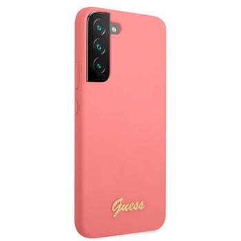 Guess GUHCS22MLSLMGFU Hardcase Silicone Script Metal Logo Aizsargapvalks priekš S22+ S906 / fuksija (GUHCS22MLSLMGFU)