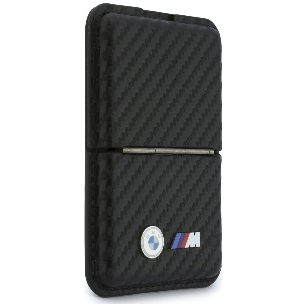 BMW M Carbon Wallet Case Metal Logos MagSafe Telefona maciņš ar rāvējslēdzēju / melns (BMOWMCS26PCILK)