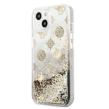Guess GUHCP13SLGPEGO Peony Liquid Glitter Aizsargapvalks priekš iPhone 13 mini 5,4