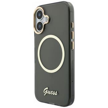 Case Guess IML Script Metal MagSafe Защитный чехол для iPhone 17 / чёрный (GUHMP17S5HTCSMSK)