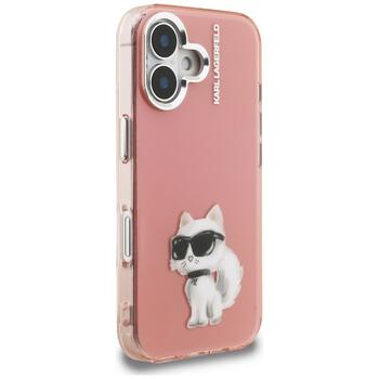 Karl Lagerfeld IML Aquarelle Choupette & Logo Aizsargapvalks priekš iPhone 16 / rozā (KLHCP16SHMCHAQP)