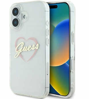 Guess IML Heart Защитный Чехол для Apple iPhone 16 Plus (GUHCP16MHCHGSPT)