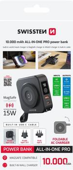 Swissten Power Bank ALL-IN-ONE PRO со сменными наконечниками US / EU / UK Внешний аккумулятор 20W 10000mAh (22013978)