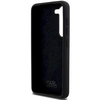 Karl Lagerfeld KLHCS23SSMHKNPK Silicone Ikonik Metal Pin Aizsargapvalks priekš Samsung Galaxy S23 / melns (KLHCS23SSMHKNPK)