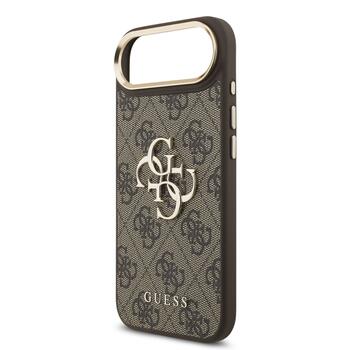 Guess PU Leather 4G Metal Logo Gold Frame Case Защитный чехол для iPhone Air / коричневый (GUHCP17M4GMGCBR)