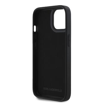 Karl Lagerfeld 3D Rubber Glitter Logo Case Aizsargapvalks priekš iPhone 15 / melns (KLHCP15SRBKGVCK)