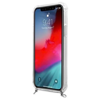 Guess GUHCP12MKC4GSSI Transparent Hardcase 4G Silver Chain Aizsargapvalks priekš iPhone 12/12 Pro 6,1
