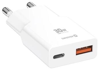 Swissten Slim Travel GaN USB-C / USB Tīkla Lādētājs 30W (22070201)