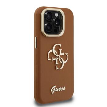 Guess PU Grained 4G Logo Stand Camera Frame Case Защитный чехол для iPhone 15 Pro Max / коричневый (GUHCP15XPCS4GSW)
